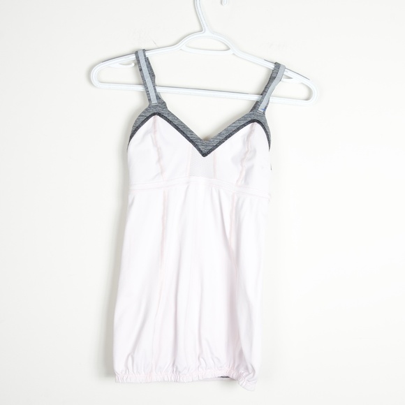 lululemon athletica Tops - Lululemon Speed Up Tank Light Pink Gray Straps 4